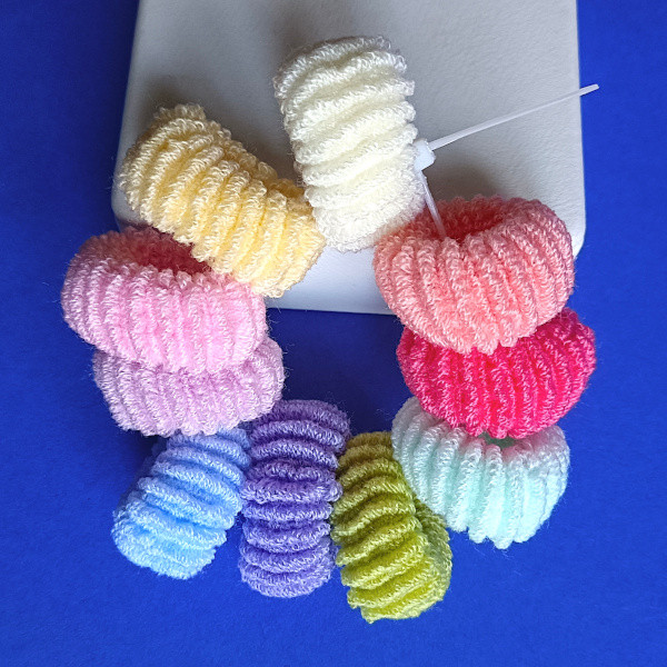 Резинки для Волосся 10 шт 40х20 мм Махрова Світло Пастельний, фото 1