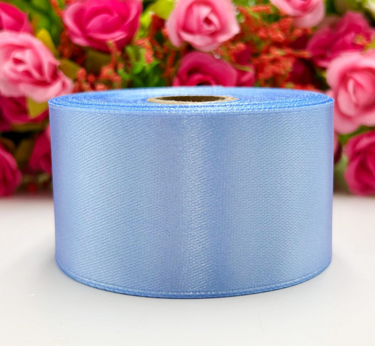 Атласна стрічка для рукоділля - 4 см x 23 м / Джинсовий, фото 1