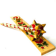 Булава Петриківський розпис КАЛИНА роботи з дерева 40 см на підставці Український сувенір