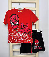 Детский летний костюм для мальчика "Человек Паук" футболка и шорты 128 см.