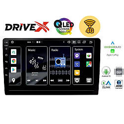Магнітола 9 дюймів DriveX UN9Q QLED, Android 10, 2/32 ГБ, 8 ядер, 4G, Bluetooth, GPS, CarPlay, Android Auto