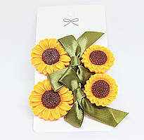 Шпильки для волосся Finding Заколки затискачі для волосся 2шт соняхи Жовий коричневий зелений 77 мм х 36 мм х 16 мм