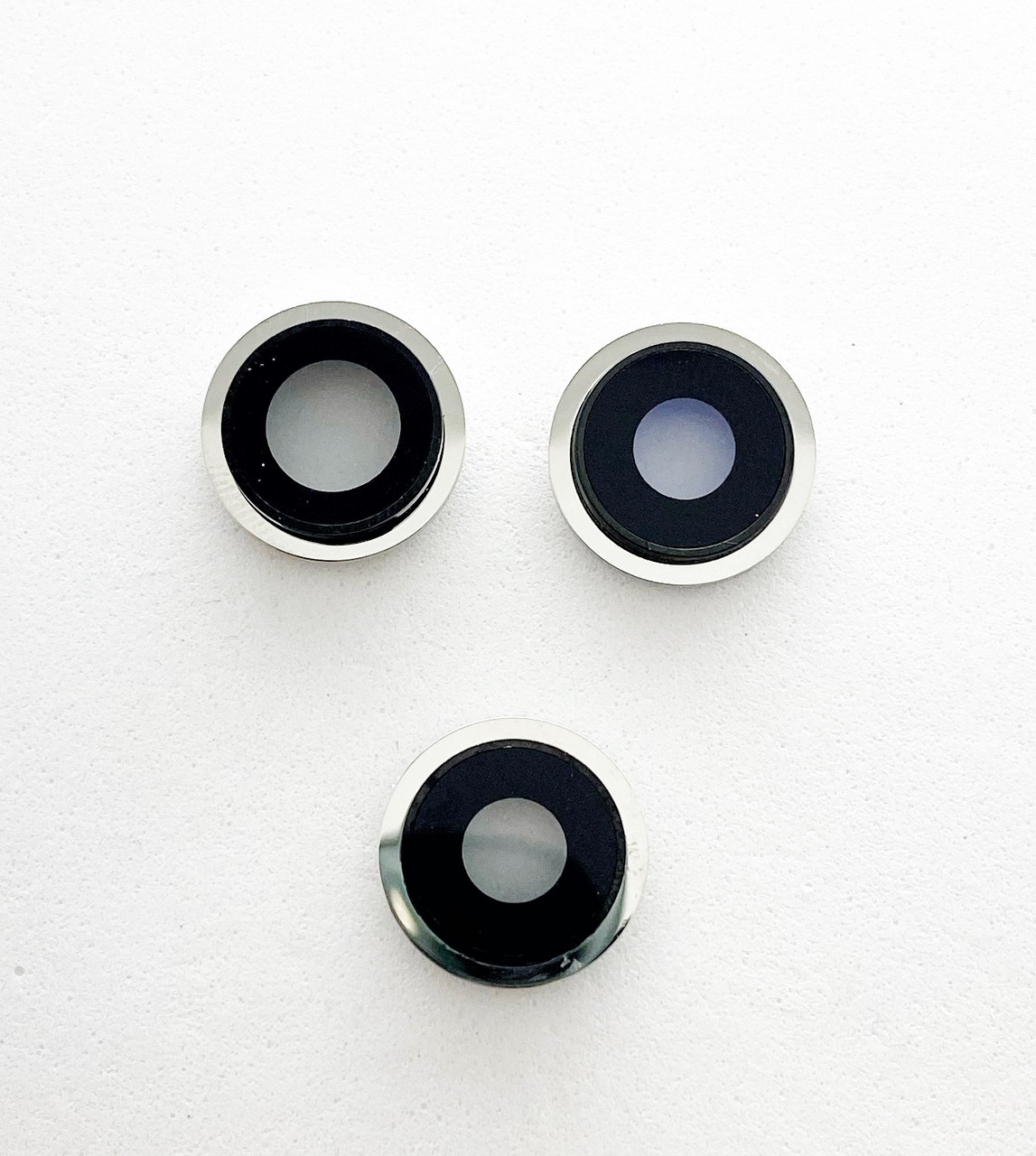 Скло камери для iPhone Pro 12/12 Pro Max, сріблясте + кільце, комплект 3 шт.