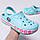 Дитячі крокси блакитні для дівчинки, сабо баябенд із закритим носком шльопанці літні з написом збоку Crocs Bayaband, оригінал, фото 2