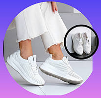 Жіночі білі літні кросівки з перфорацією з натуральної шкіри Viki