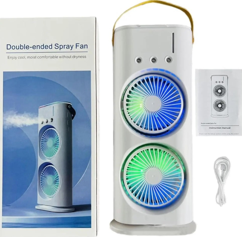 Універсальний вентилятор подвійний з охолодженням Double-ended Spray Fan LED-підсвітка Пульт ДК