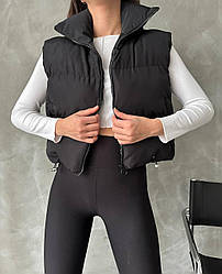 ББазова жіноча тепла стильна жилетка весняна безрукавка плащівка спортивний жилет на блискавці з кишенями