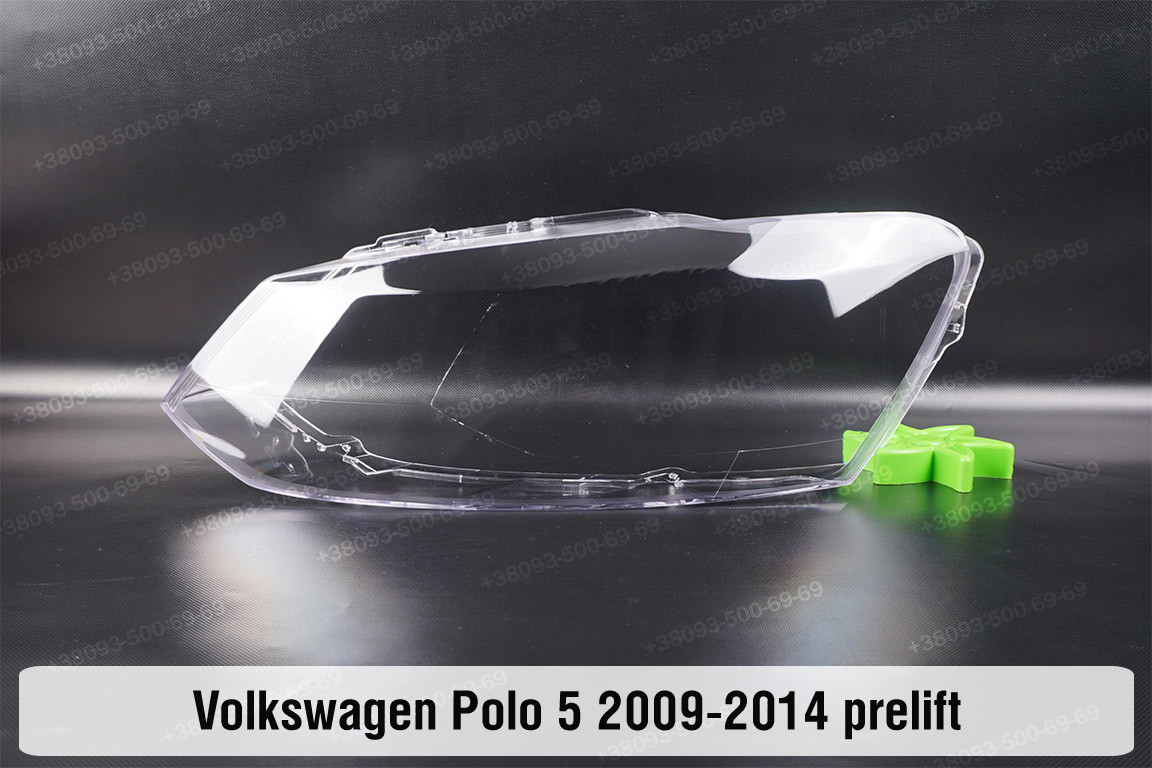 Скло фари VW Volkswagen Polo 5 (2009-2014) дорест ліве