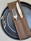 Куверт на два відділення для столового приладдя, коричневий, водовідштовхувальний, фото 3