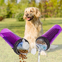 Пляшка подвійна для води та корму або ласощів 480 мл, Фіолетовий (205)