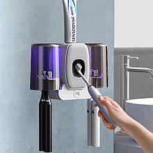 Тримач для зубних щіток Toothbrush XL-717 з ультрафіолетовою дезінфекцією та  дозатором зубної пасти (205)