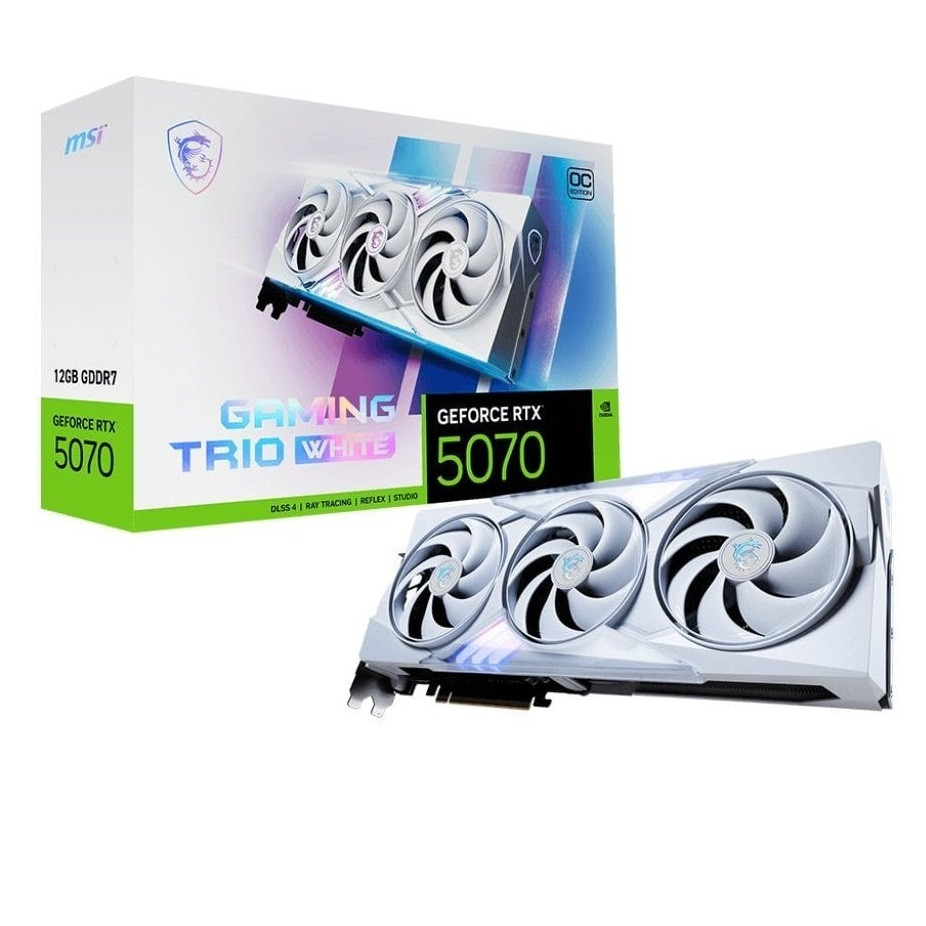 Відеокарта GF RTX 5070 12GB GDDR7 Gaming Trio OC White MSI (GeForce RTX 5070 12G GAMING TRIO OC WHITE), фото 1