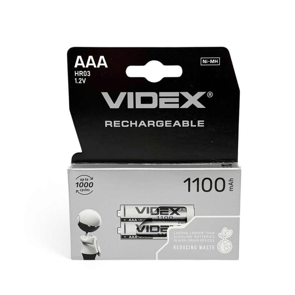 Акумулятори AAA (HR03) Videx 1100 mAh (1.2v) 2шт., фото 1