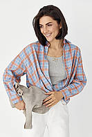 Жіноча сорочка в клітинку з кишенею - помаранчевий цвет, S (є розміри) L, Нове