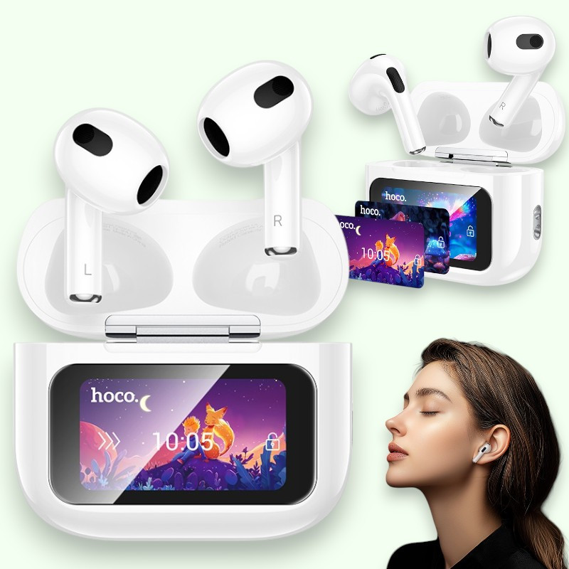 Бездротові Bluetooth навушники AirPods Hoco EW81 Elegant Bluetooth навушники c сенсорним екраном, білі