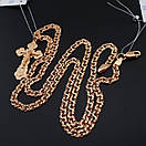 Чоловічий срібний ланцюжок із хрестиком у позолоті. Цепочка бісмарк і кулон срібло 925, позолота 585. Довжина 50 см, фото 5