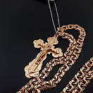 Чоловічий срібний ланцюжок із хрестиком у позолоті. Цепочка бісмарк і кулон срібло 925, позолота 585. Довжина 50 см, фото 8