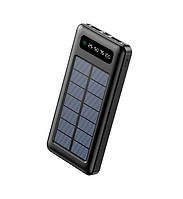 Power Bank TRY 20000mAh 5V/2A з кабелями (microUSB, Type-C, Lightning, USB) з дисплеєм і сонячною батареєю чорний