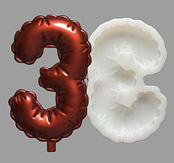 Силіконовий молд для шоколаду, зефіру, карамелі і т.д. "Цифра - повітряна кулька 3"