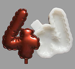 Силіконовий молд для шоколаду, зефіру, карамелі і т.д. "Цифра - повітряна кулька 4"