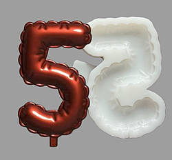 Силіконовий молд для шоколаду, зефіру, карамелі і т.д. "Цифра - повітряна кулька 5"