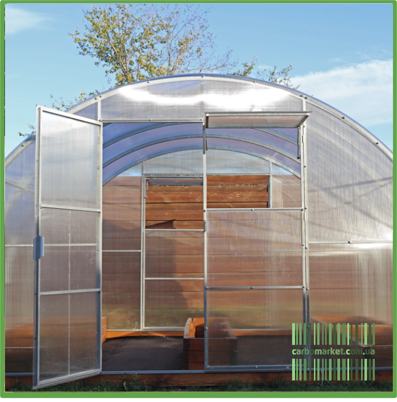 Теплиця "Дніпро-4" 4х8 м / профільна труба 20Х40 мм / стільниковий полікарбонат 10 мм Standard, фото 1