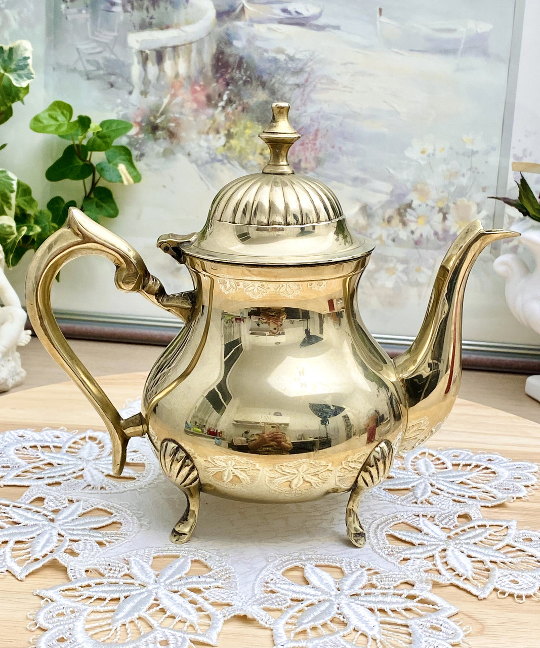 Вінтажний чайник латунний заварник, латунь, Німеччина, 0,7 л, вінтаж