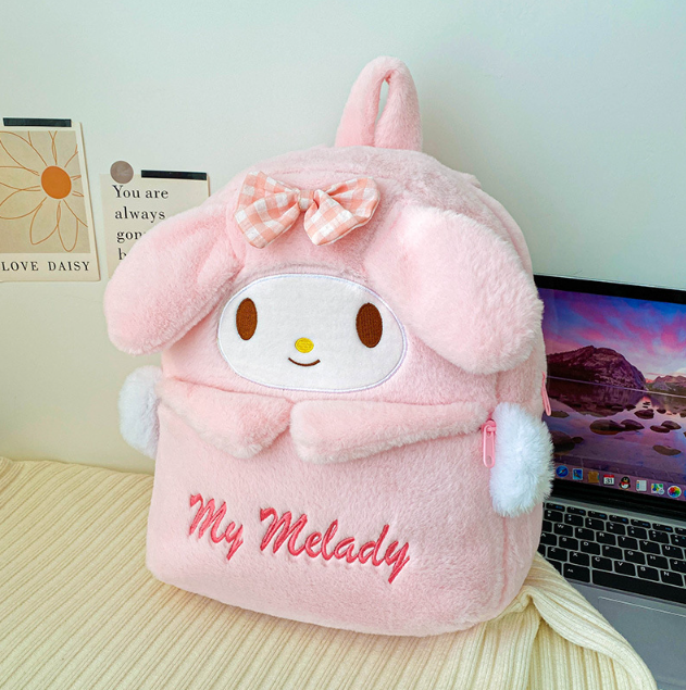 Рюкзак My Melody май мелоді плюшевий 38×35×12 см Великий рожевий рюкзак для фанатів аніме