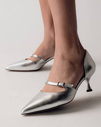 Туфлі на підборах Lottini 320215 срібляста шкіра, фото 1