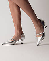 Туфлі на підборах Lottini 320215 срібляста шкіра, фото 4