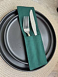 Куверт на два відділення для столового приладдя, зелений, саржа, фото 5