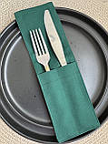 Куверт на два відділення для столового приладдя, зелений, саржа, фото 3