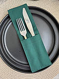 Куверт на два відділення для столового приладдя, зелений, саржа, фото 6