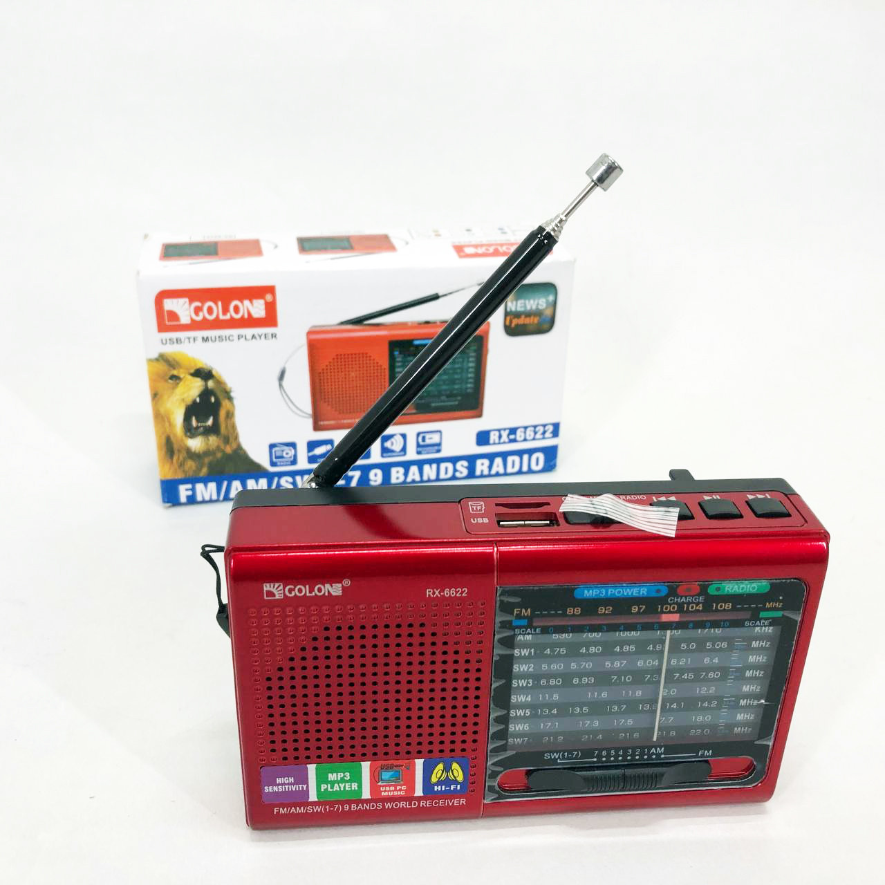 Радіоприймач всехвильовий MP3 USB Golon RX-6622, Радіо приймачі від мережі, Радіо DB-928 переносне фм
