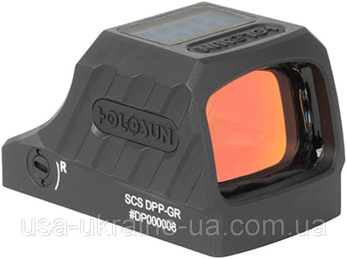 Коліматорний приціл Holosun SCS 320-GR 2 MOA + 32 MOA із сонячною зарядкою для Sig Sauer P320 та DPP, фото 1