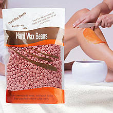 Віск гарячий Hard Wax Beans плівковий в гранулах (гранульований) для депіляції 500 г, Рожевий