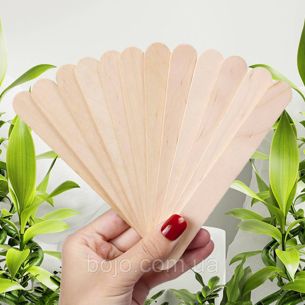 Дерев'яні шпателі одноразові для воскової депіляції, шугарінга 100 штук у коробці Tongue Depressor