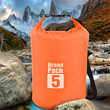 Сумка-мішок Ocean Pack, гермомішок з шлейкою на плече водонепроникний 5 л, Помаранчевий