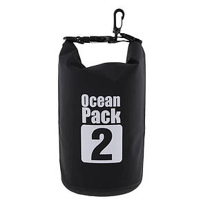Сумка-мішок Ocean Pack, гермомішок з шлейкою на плече водонепроникний 2 л, Чорний, фото 4