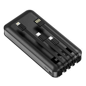 Power Bank Повербанк TRY 20000mAh 5V/2A з кабелями (micro USB, Type-C, Lightning, USB) з дисплеєм чорний
