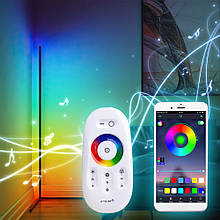 Кутовий торшер підлоговий світлодіодний світильник RGB з сенсорним пультом, музикой та керуванням з телефону 330+ світлових