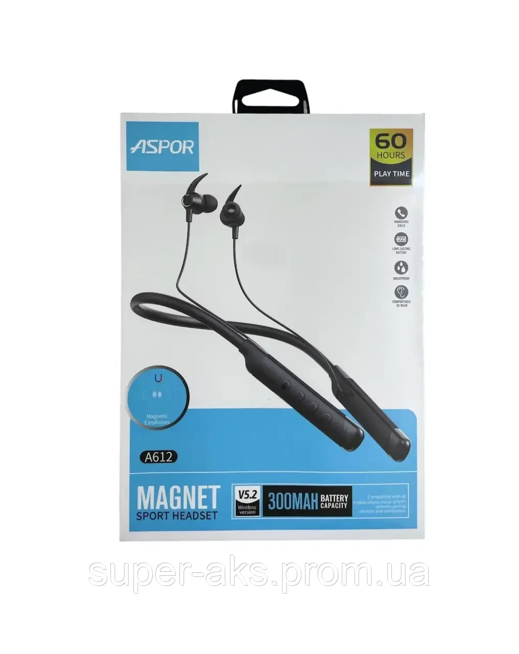 Bluetooth навушники Aspor A612- чорний
