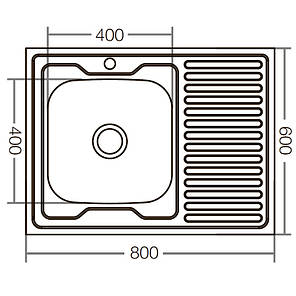 Кухонна мийка накладна ZERIX Z8060L-04-160E (satin) (ZX1618), фото 4