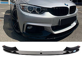 Губа ( переднього бампера ) Чорний глянець ( M-Performance ) V1 на бмв 4 Series F32 / F33 2013-2020 року