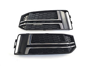 Решітки в бампер Chrome Black ( S4 ) S-Line на Audi A4 B9 2015-2019 року
