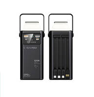 Power Bank TRY 50000mAh 22,5W PD20W з кабелями (microUSB, Type-C, Lightning, USB) з дисплеєм і ліхтарем чорний
