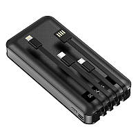 Power Bank Повербанк TRY 10000mAh 5V/2A з кабелями (micro USB, Type-C, Lightning, USB) з дисплеєм чорний