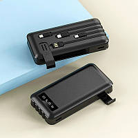 Power Bank Повербанк TRY 20000mAh 5V/2A з кабелями (micro USB, Type-C, Lightning, USB) з дисплеєм чорний