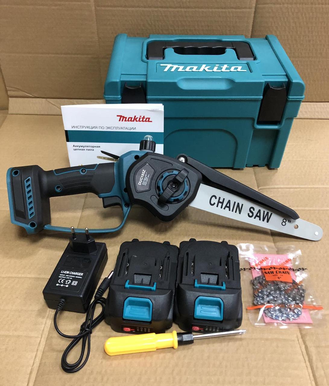 Мини пила Makita DUC185Z (24V, 5AH). Шина 20 см. Безщіткова. Зі змащенням ланцюга. Індикація заряду.