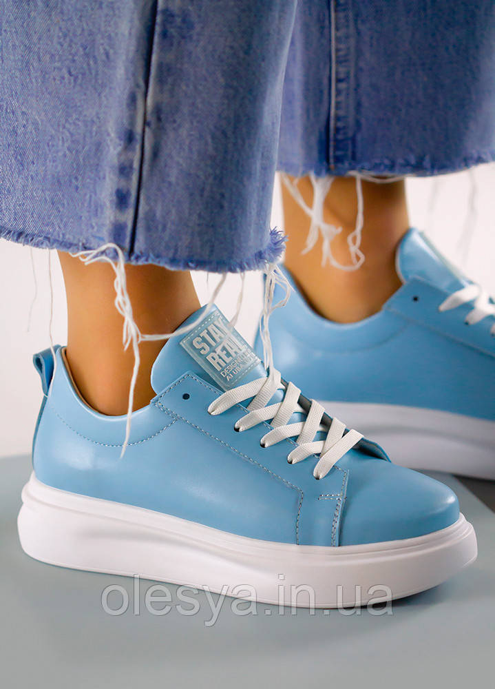 Кеди STAY REAL блакитні шкіра натуральна, фото 1